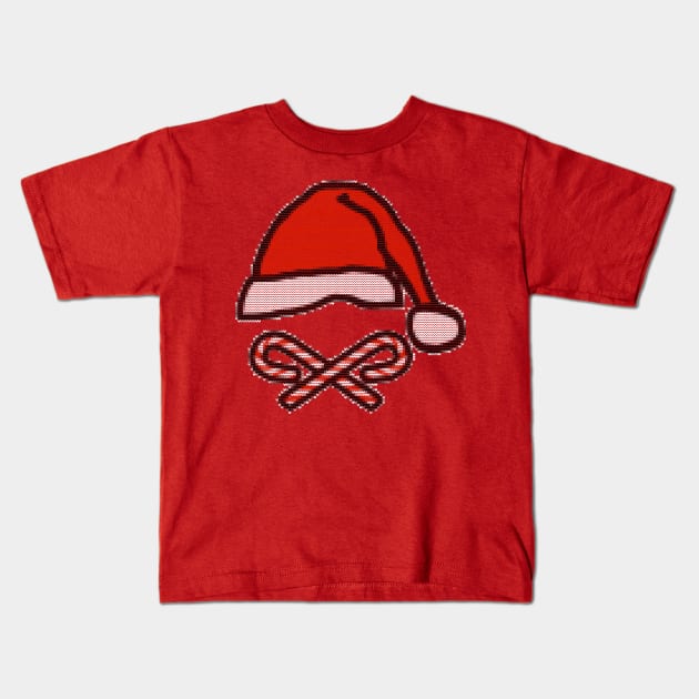 Christmas Knitted Santa Hat Candy Canes Kids T-Shirt by ellenhenryart